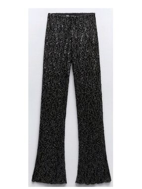 Zara Black Sequin Flared Pants
